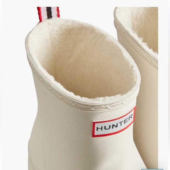 Hunter Play Short Faux Shearling Lined Waterproof Rain Boot 7 White Willow - Picture 5 of 10